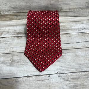 VTG Polo Ralph‎ Lauren Tie Red Geometric Spotted 100% Handmade Silk 57.5”x 4”